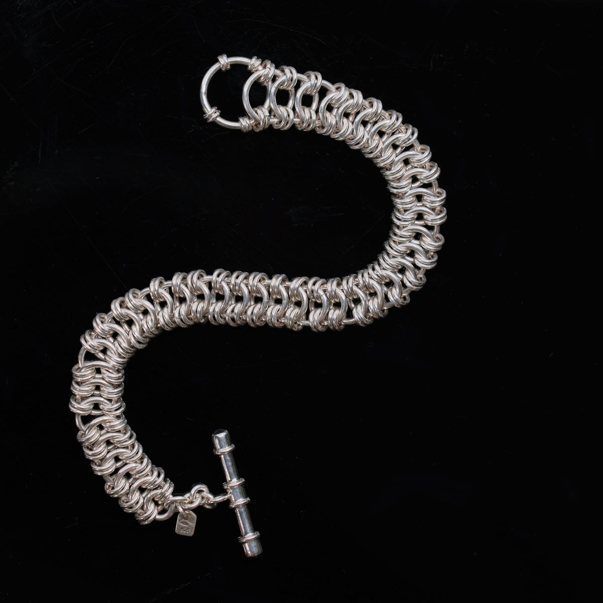 Jewelled Serpent – handmade sterling silver bracelet by Matthew Street Jewellery, view 2