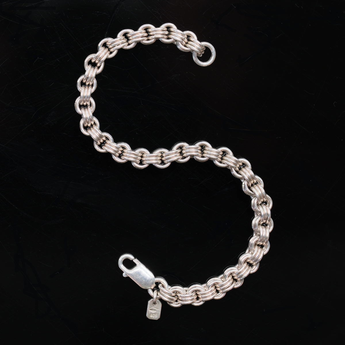 Triple Down – handmade sterling silver bracelet by Matthew Street Jewellery, view 2