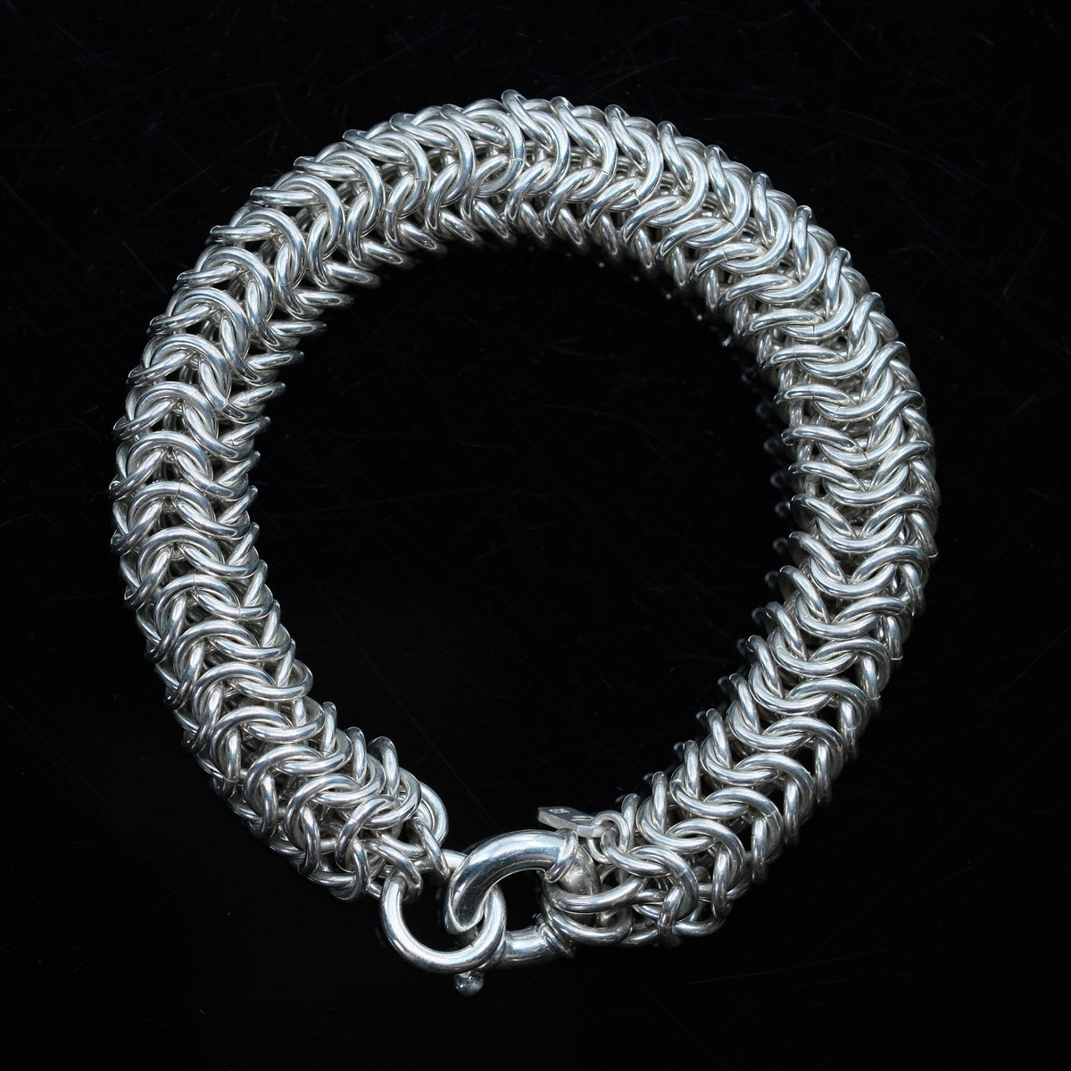 Roundmail – handmade sterling silver bracelet by Matthew Street Jewellery