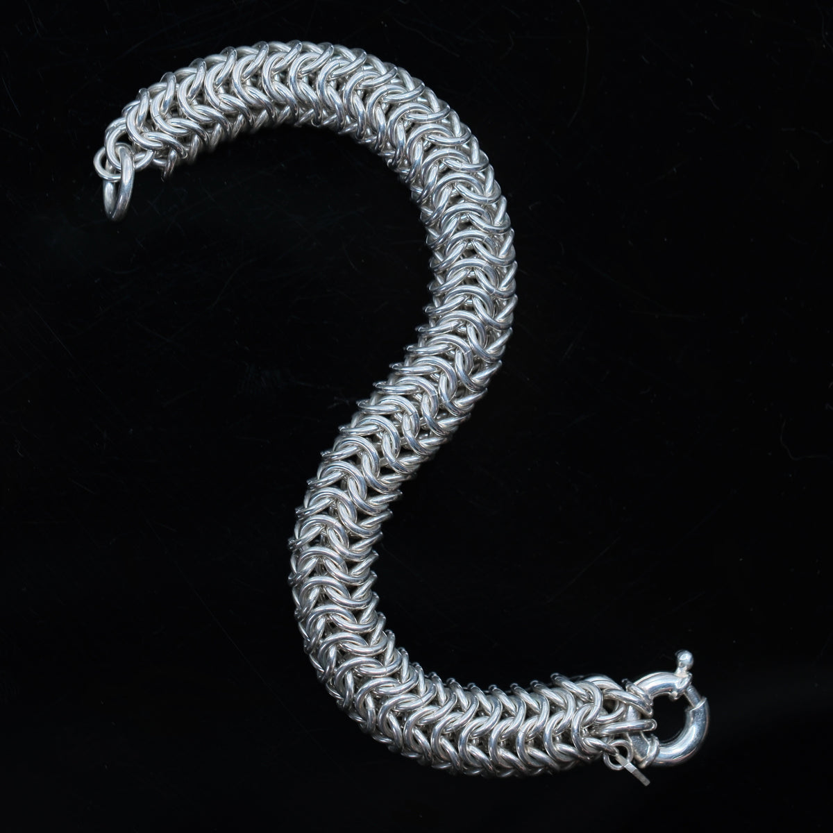 Roundmail – handmade sterling silver bracelet by Matthew Street Jewellery, view 2