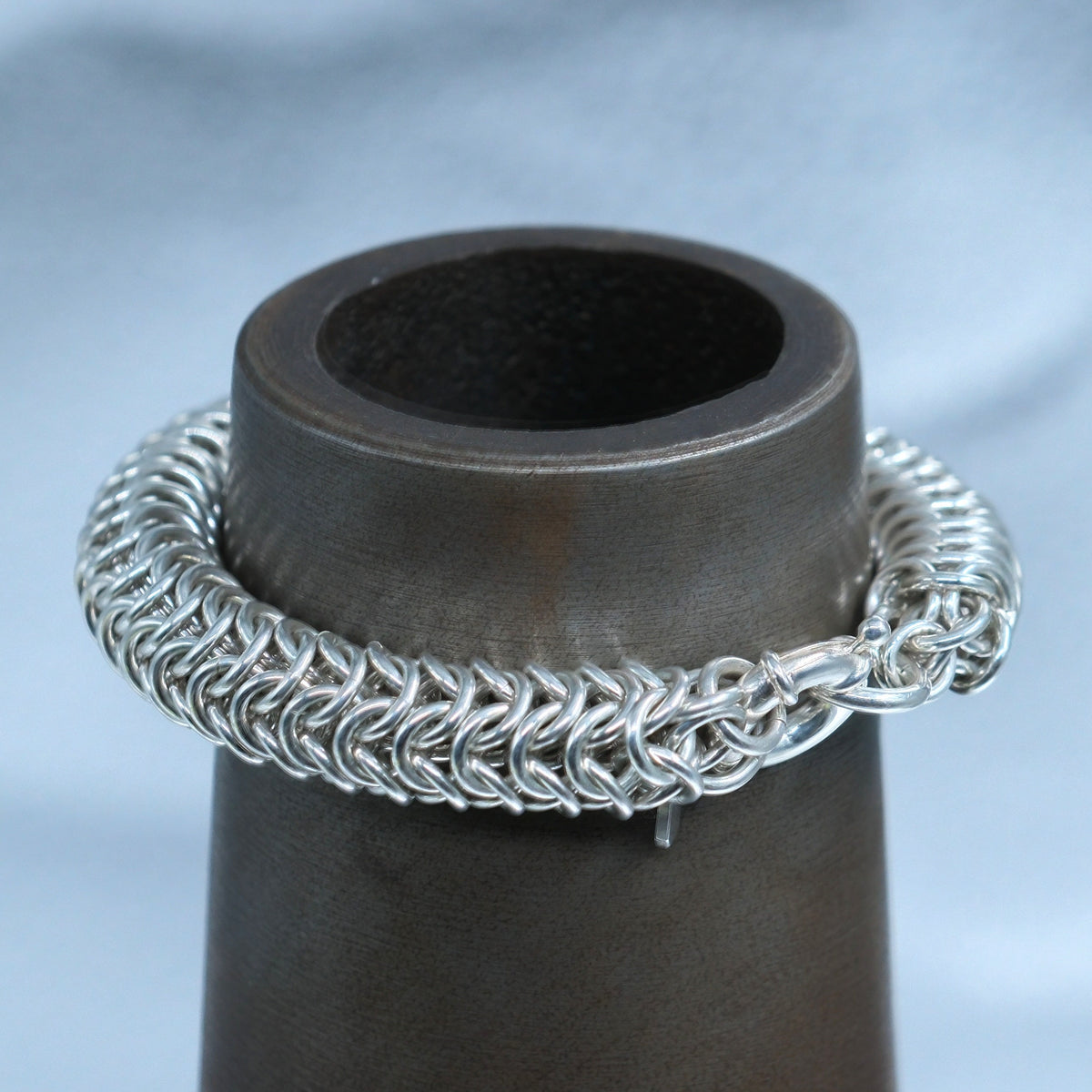 Roundmail – handmade sterling silver bracelet by Matthew Street Jewellery, view 3