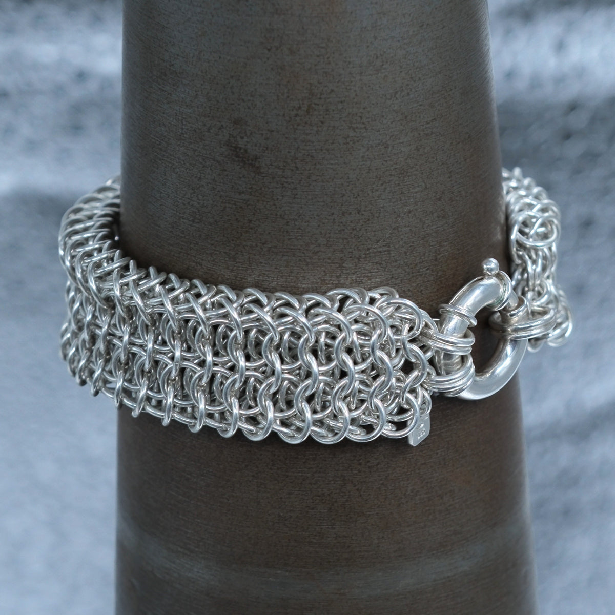 Doublemail – handmade sterling silver bracelet by Matthew Street Jewellery, view 3