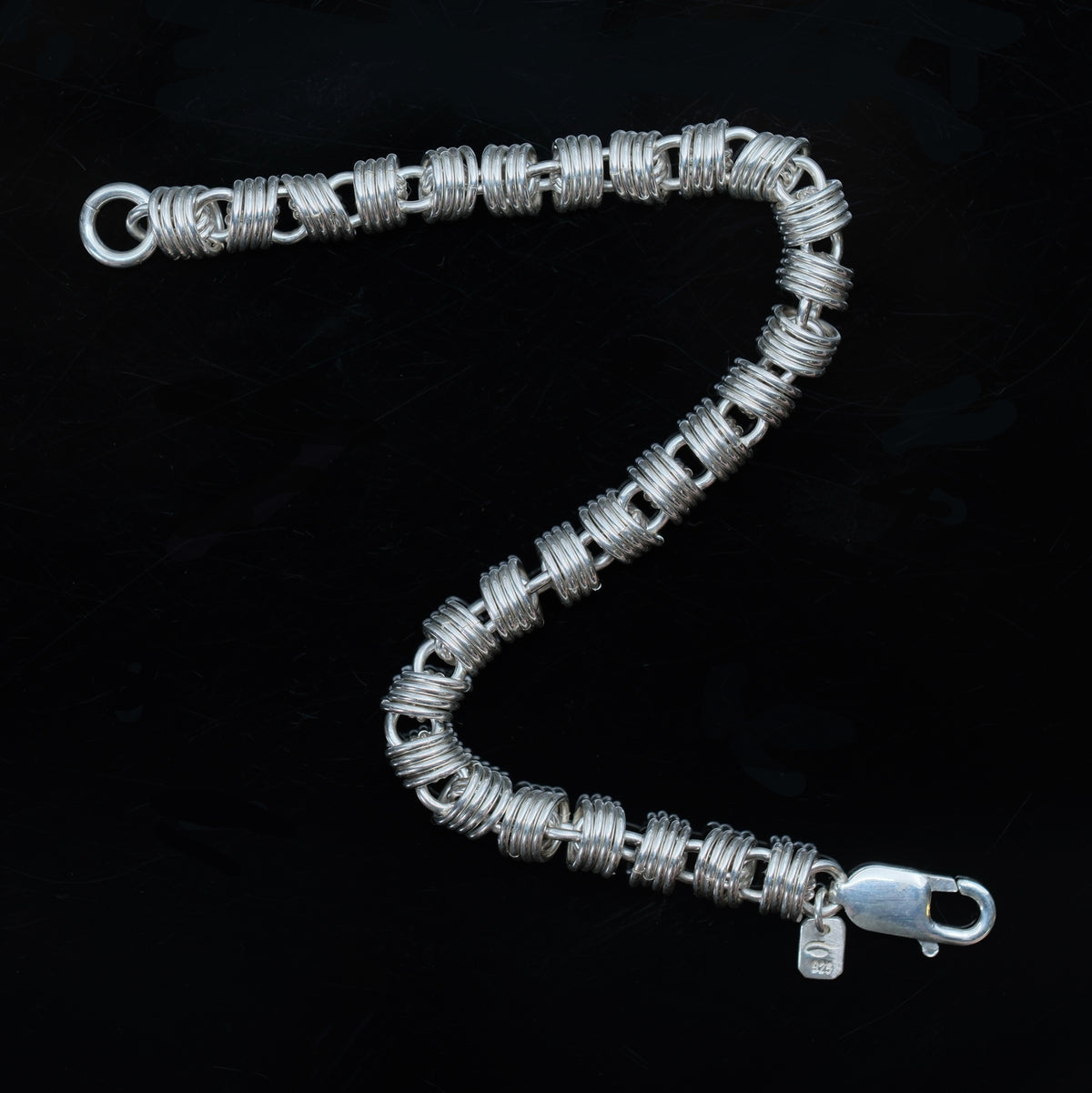 Orbital – handmade sterling silver bracelet by Matthew Street Jewellery, view 2