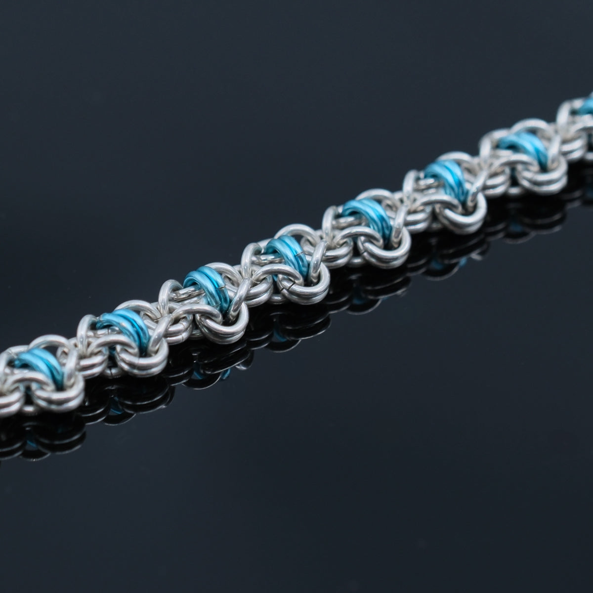 A Little Bit of Blue – handmade sterling silver bracelet by Matthew Street Jewellery, view 3