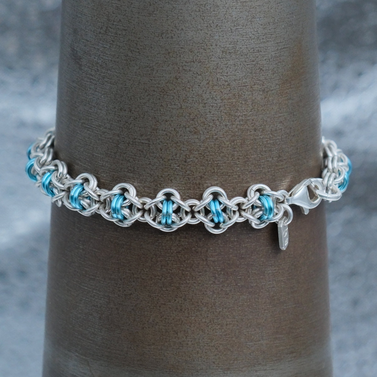 A Little Bit of Blue – handmade sterling silver bracelet by Matthew Street Jewellery, view 4