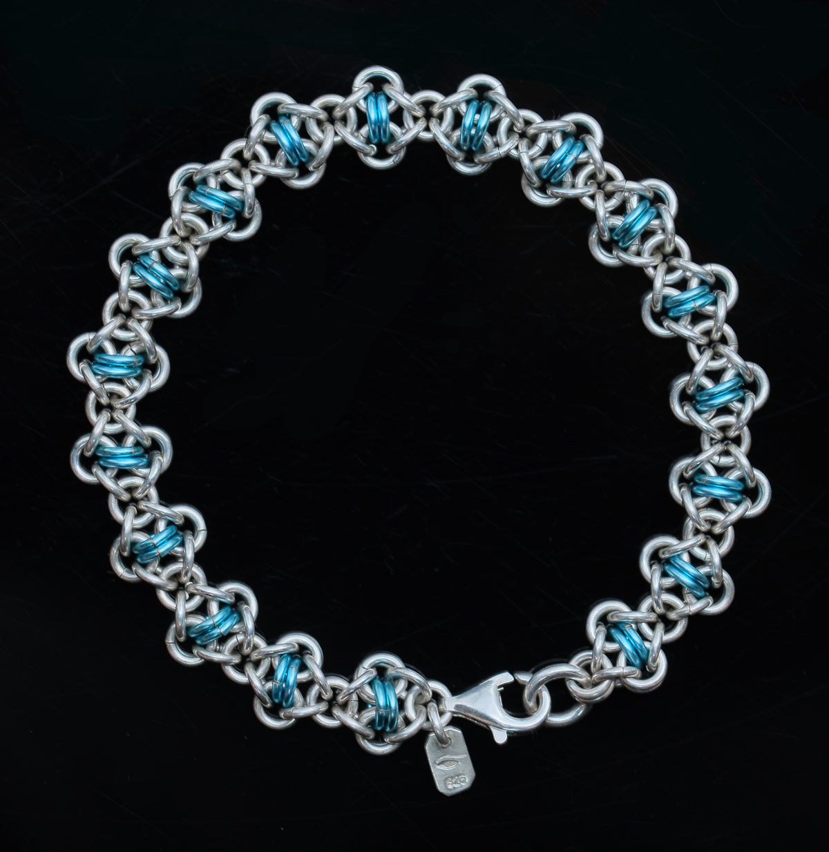 A Little Bit of Blue – handmade sterling silver bracelet by Matthew Street Jewellery