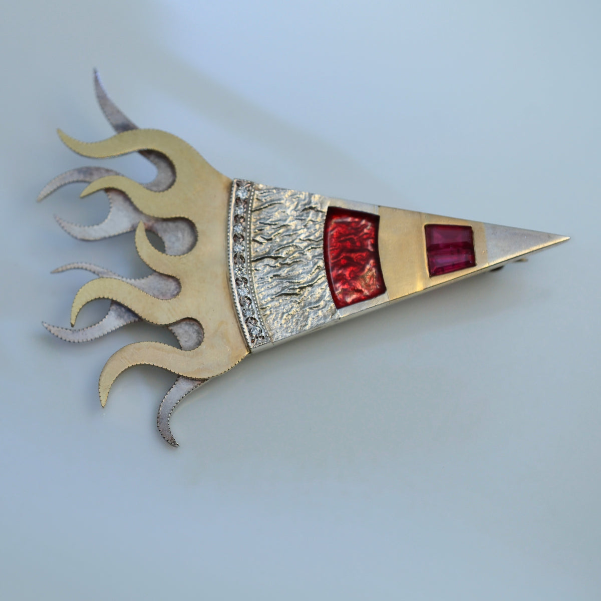 Section of the Sun – handmade gold & silver brooch by Matthew Street Jewellery