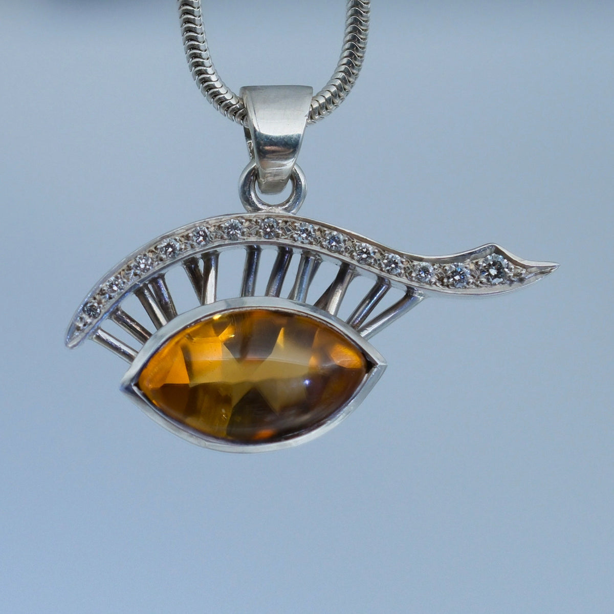 Narcissus – handmade sterling silver pendant by Matthew Street Jewellery