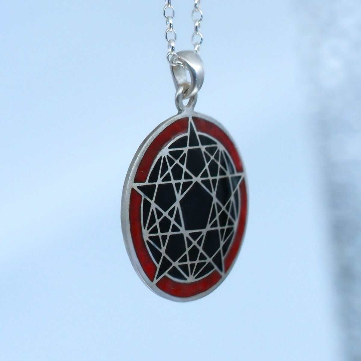 Twelve Stars – handmade sterling silver pendant by Matthew Street Jewellery, view 2