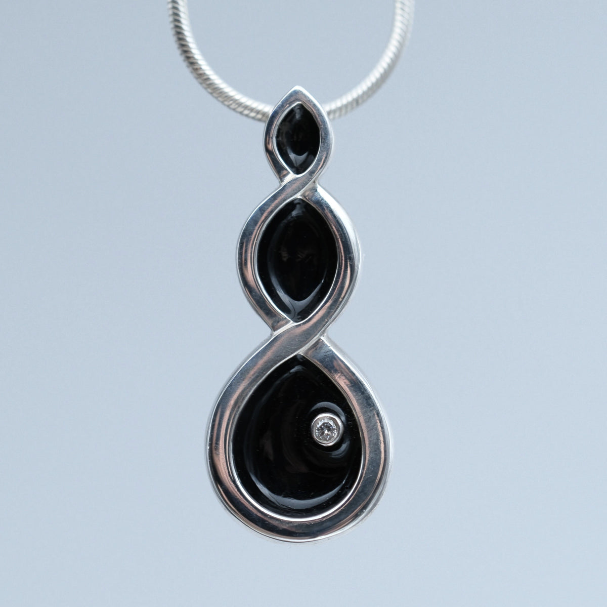 Shadow Drop – handmade sterling silver pendant by Matthew Street Jewellery