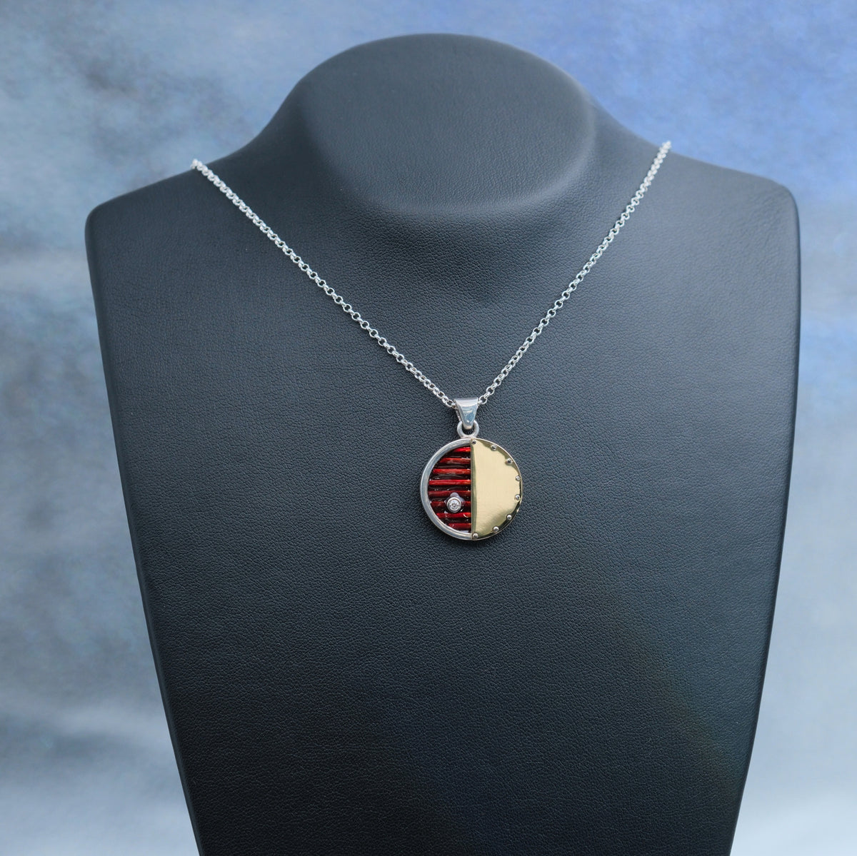 Duality – handmade gold & silver pendant by Matthew Street Jewellery, view 3