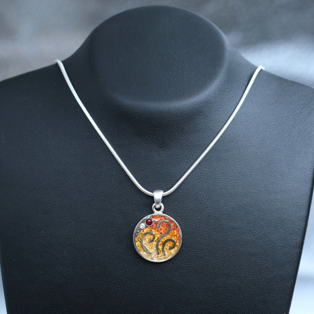 Flames – handmade gold & silver pendant by Matthew Street Jewellery, view 3