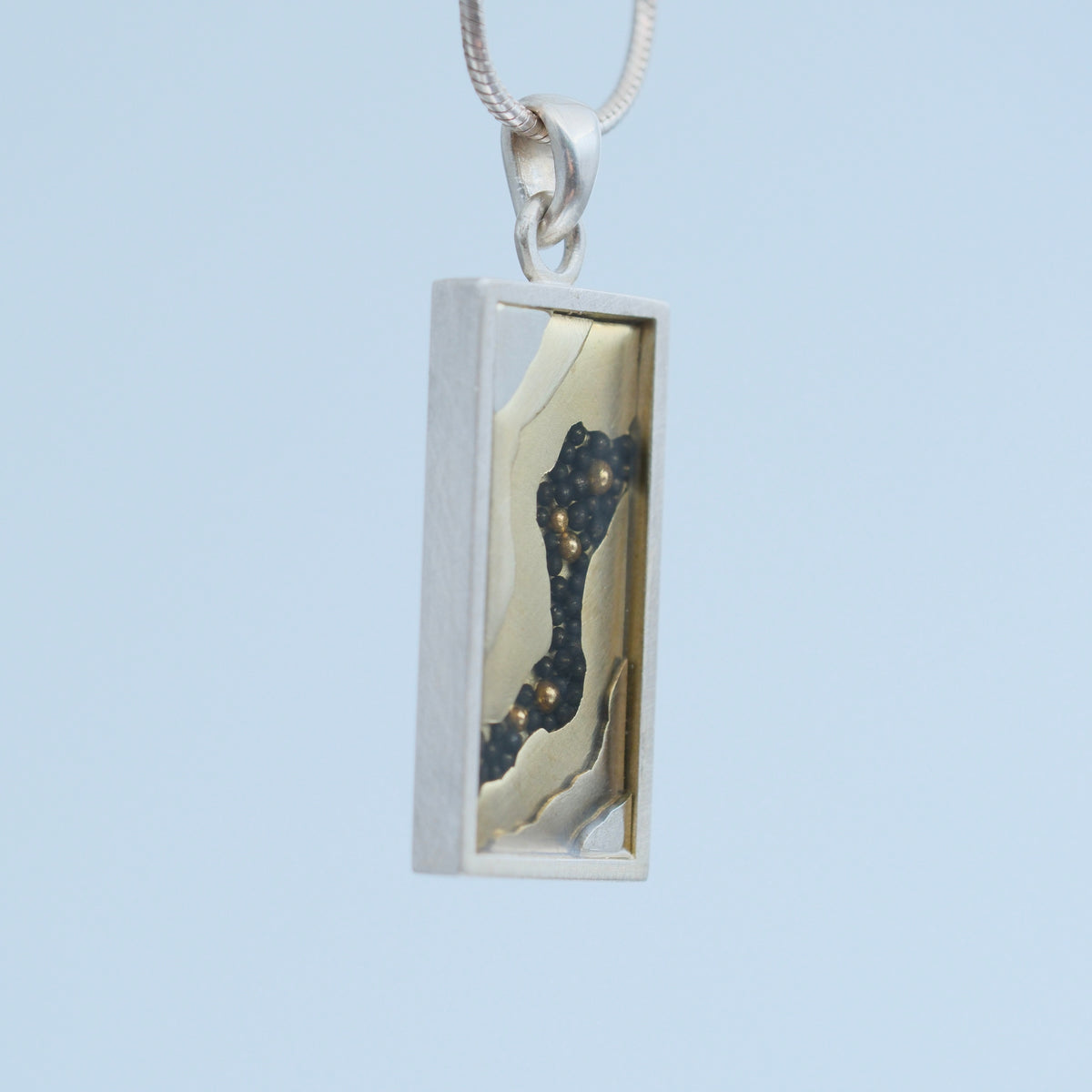 River Nuggets – handmade gold & silver pendant by Matthew Street Jewellery, view 2