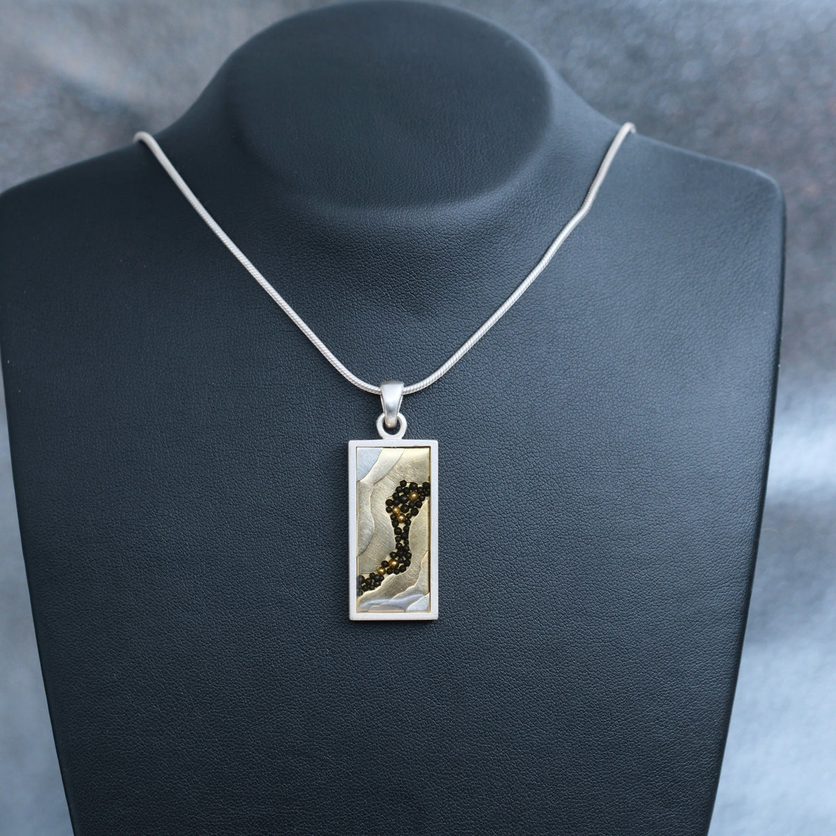 River Nuggets – handmade gold & silver pendant by Matthew Street Jewellery, view 4
