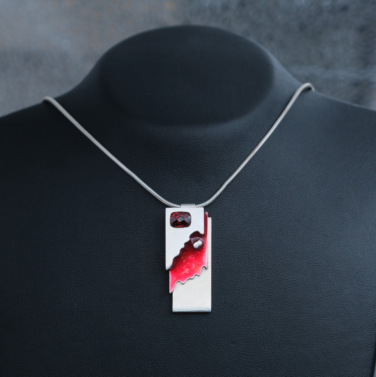 Fissure – handmade sterling silver pendant by Matthew Street Jewellery, view 3