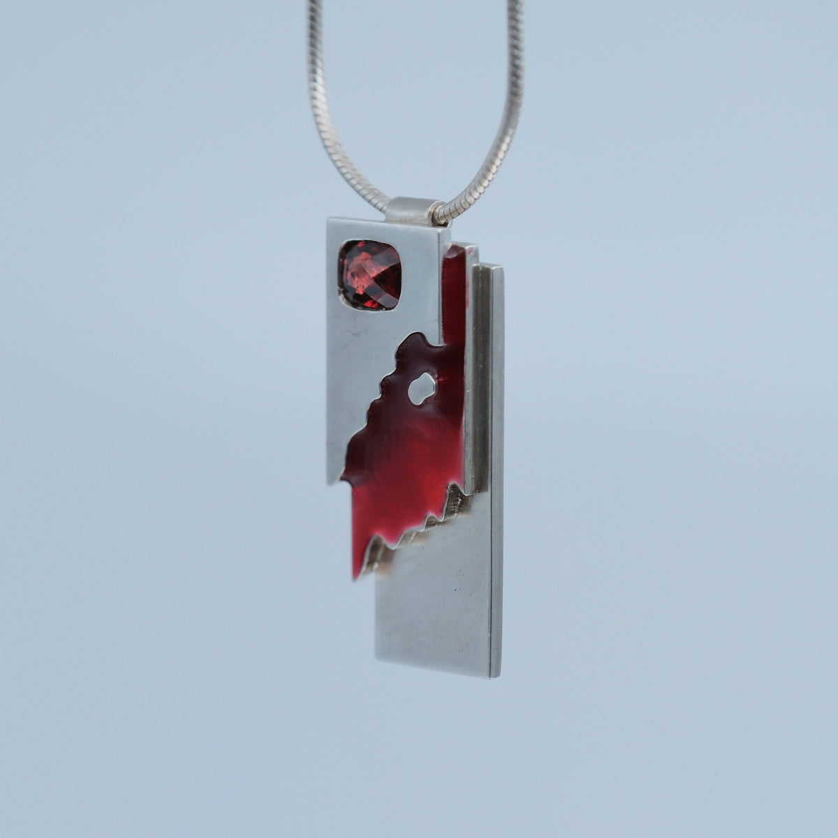 Fissure – handmade sterling silver pendant by Matthew Street Jewellery, view 2