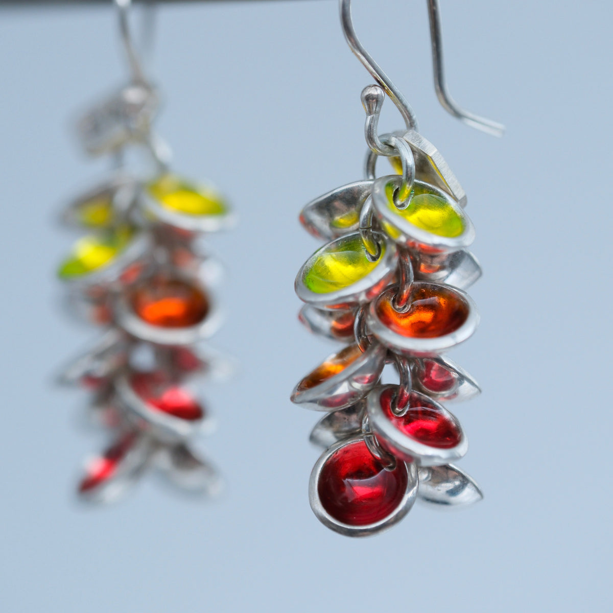 Fruity Drops – handmade sterling silver earrings by Matthew Street Jewellery, view 2