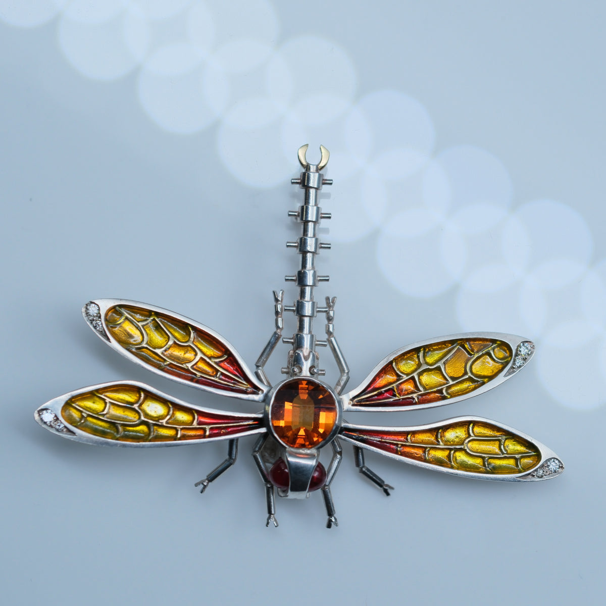 Dragonfly – handmade gold & silver brooch by Matthew Street Jewellery, view 4
