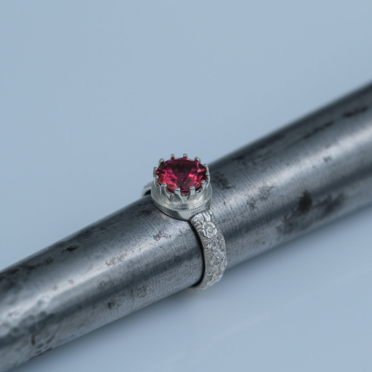 Cocktail Ring with Pink Topaz – handmade sterling silver ring by Matthew Street Jewellery, view 4