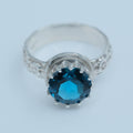 Cocktail Ring with Blue Zircon – handmade sterling silver ring by Matthew Street Jewellery