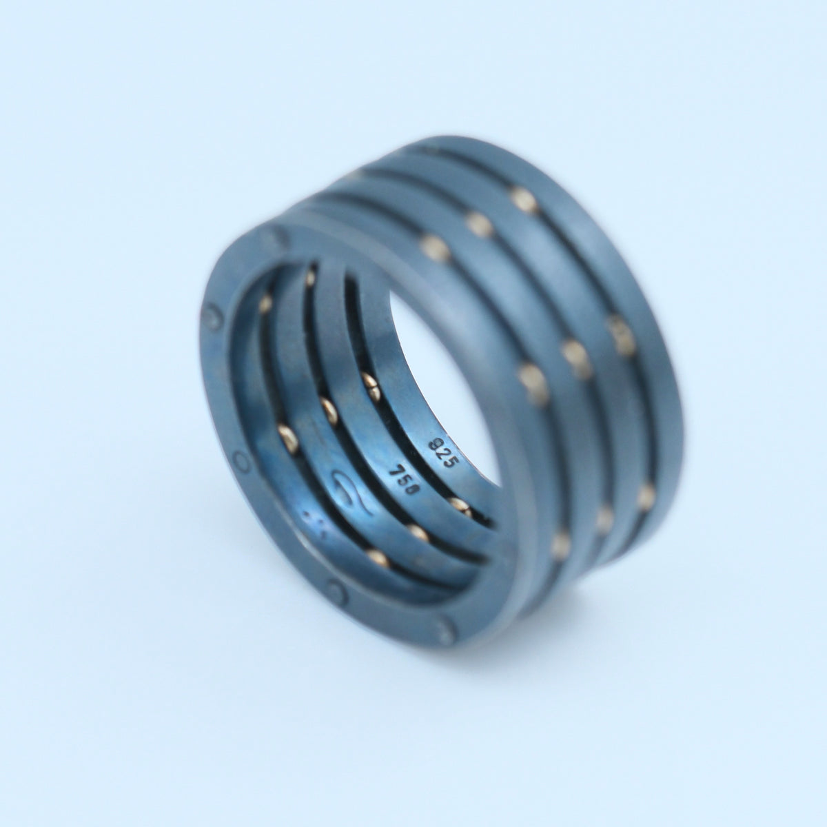 Black Ring – handmade gold & silver ring by Matthew Street Jewellery, view 5