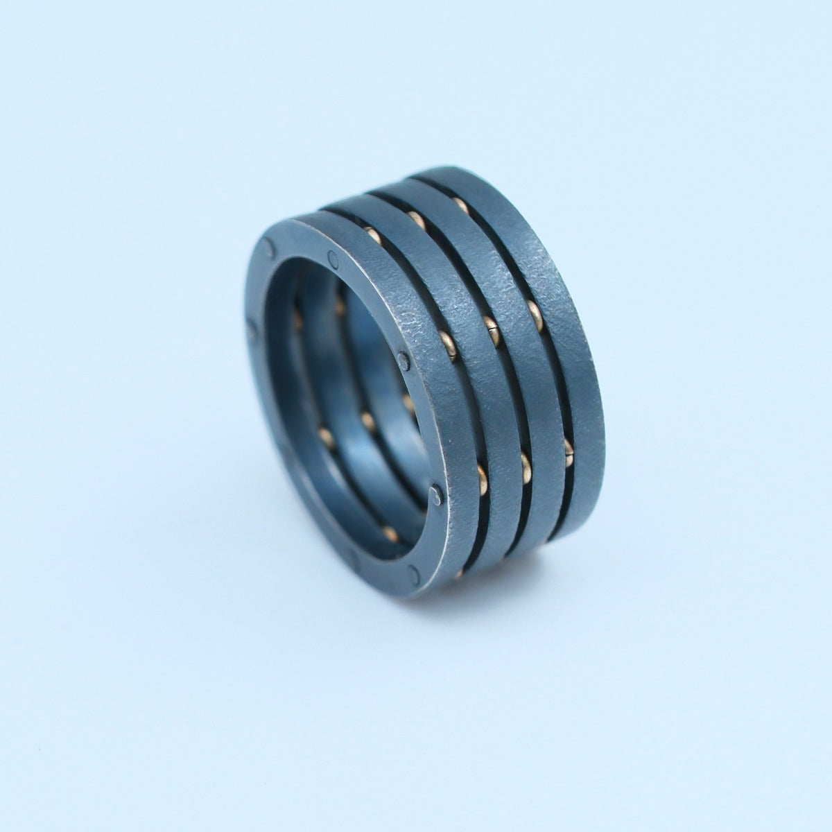 Black Ring – handmade gold & silver ring by Matthew Street Jewellery, view 3