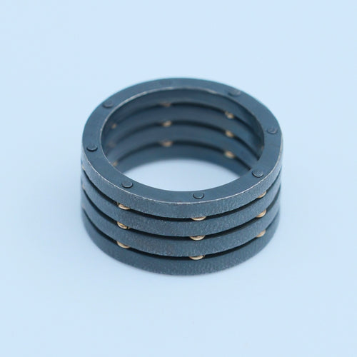 Black Ring – handmade gold & silver ring by Matthew Street Jewellery