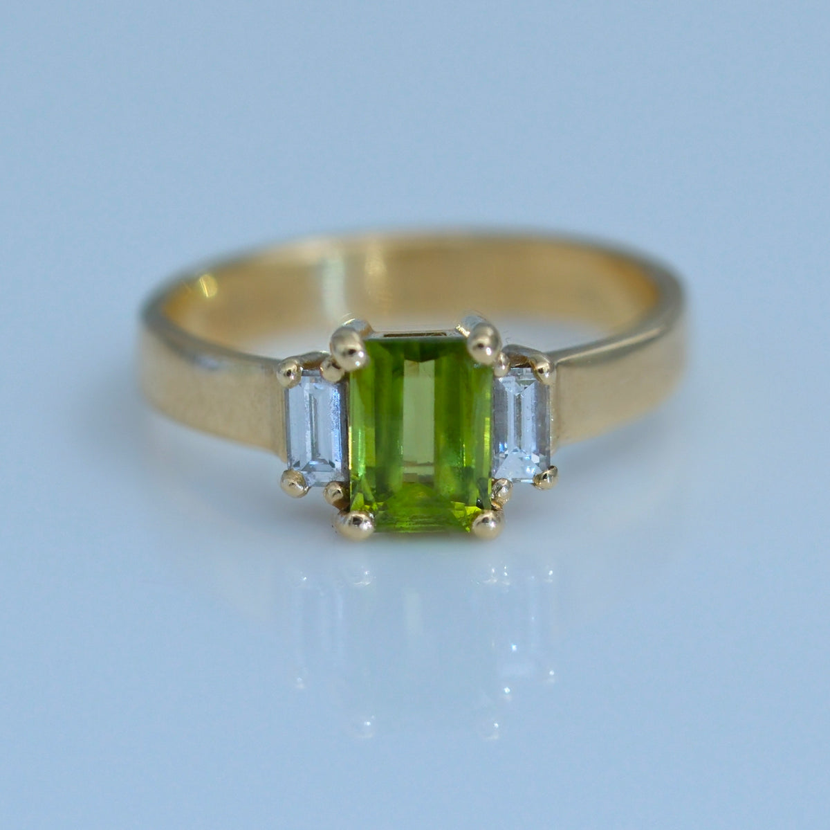 Peridot Ring – handmade 18ct gold ring by Matthew Street Jewellery