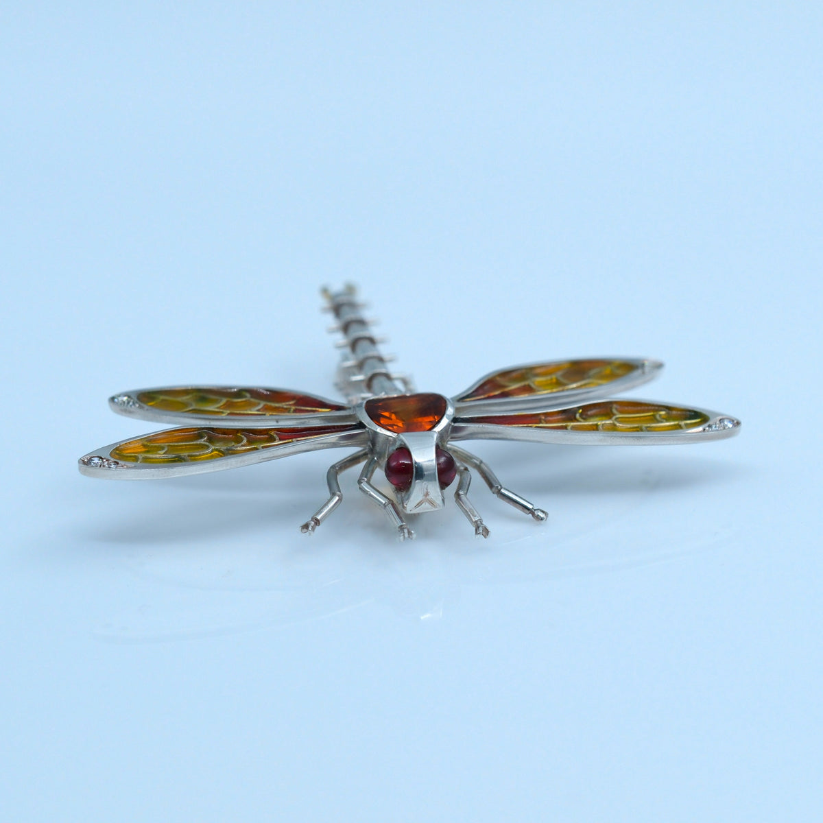 Dragonfly – handmade gold & silver brooch by Matthew Street Jewellery, view 3