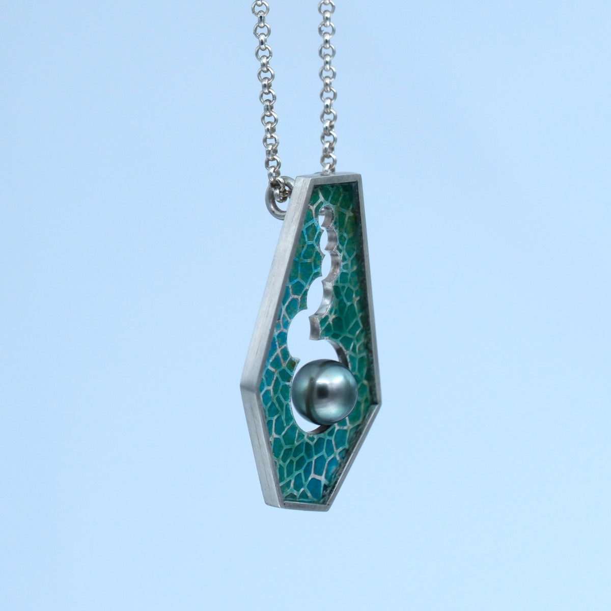 Bubble Chamber – handmade sterling silver pendant by Matthew Street Jewellery, view 2