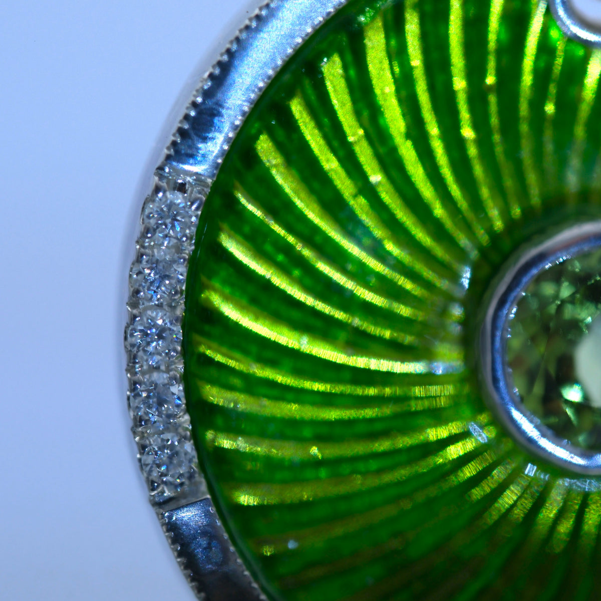 Peridot Swirl – handmade sterling silver pendant by Matthew Street Jewellery, view 5