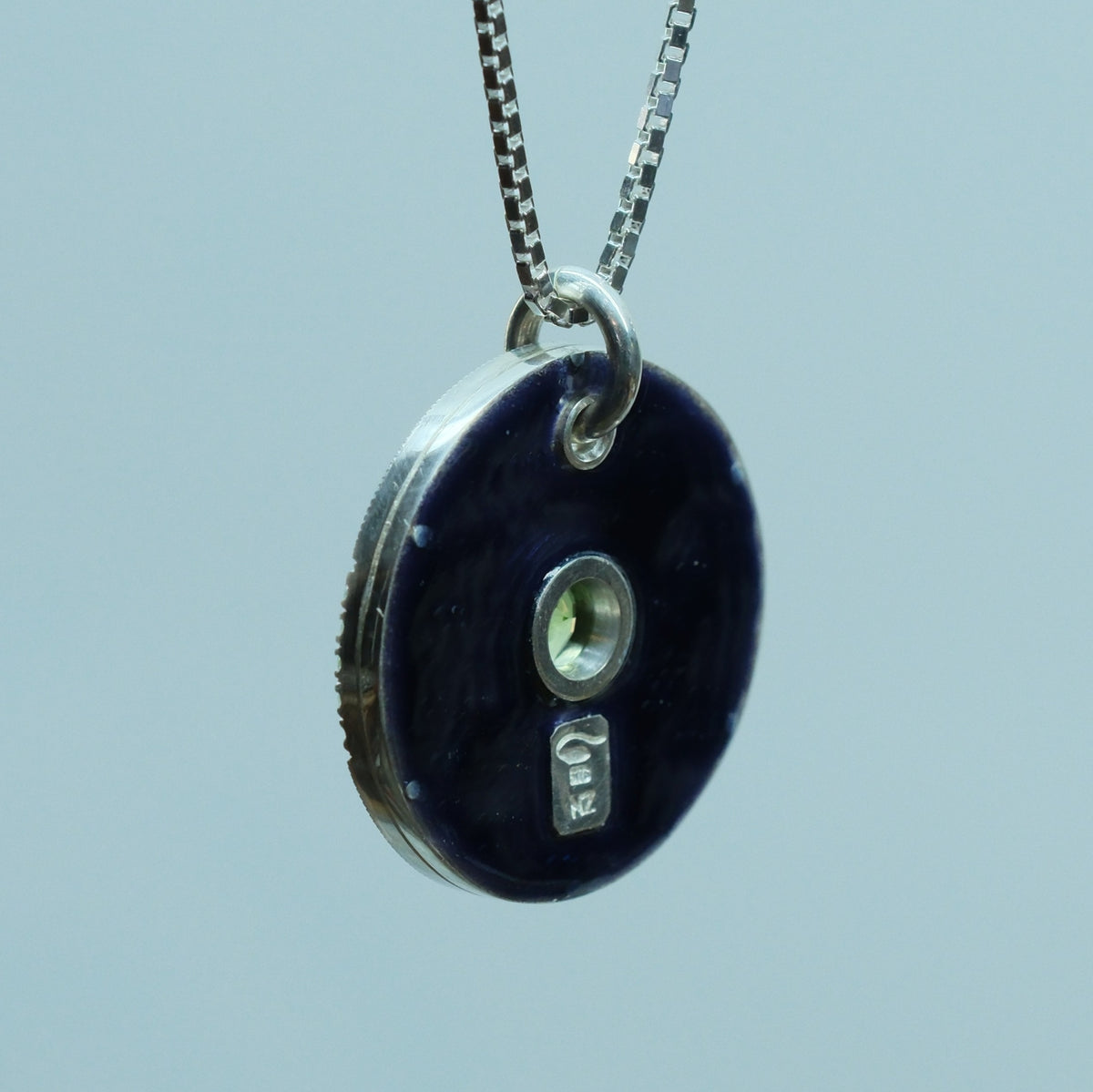Peridot Swirl – handmade sterling silver pendant by Matthew Street Jewellery, view 4