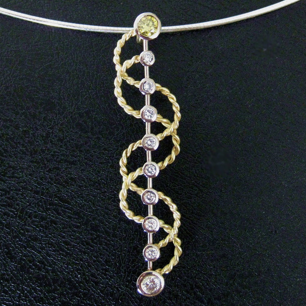 DNA – handmade 18ct gold pendant by Matthew Street Jewellery